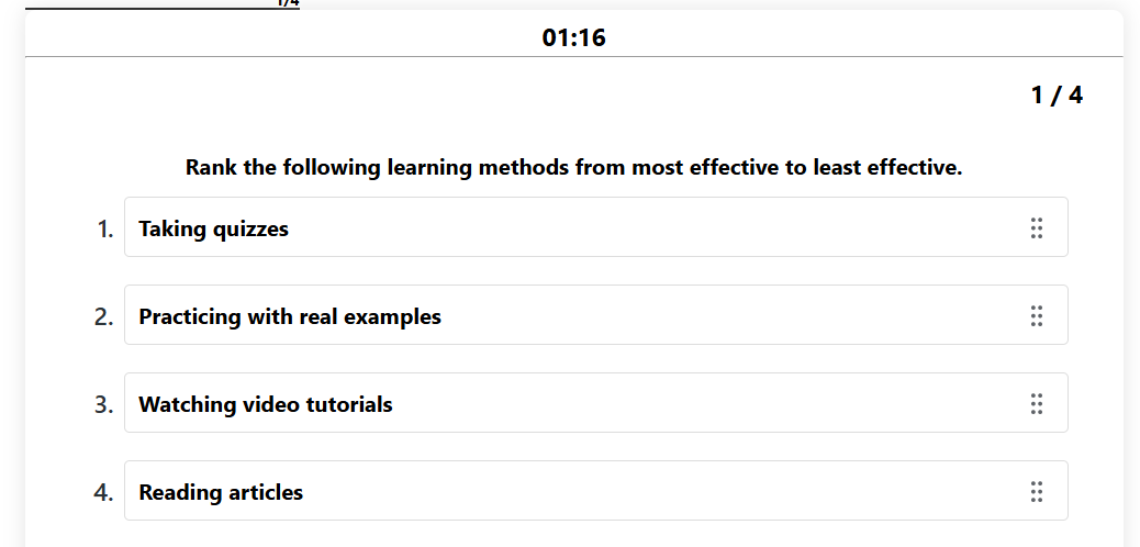 ranking question type front