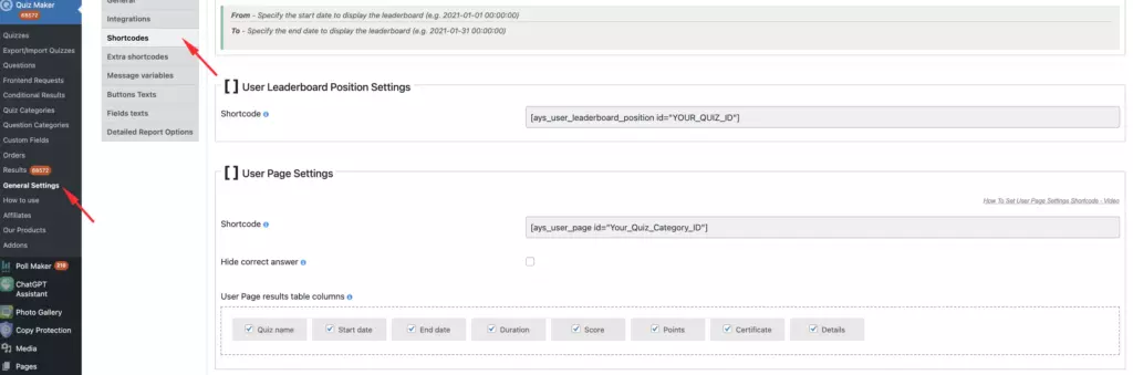 Shortcodes Tab WordPress Quiz