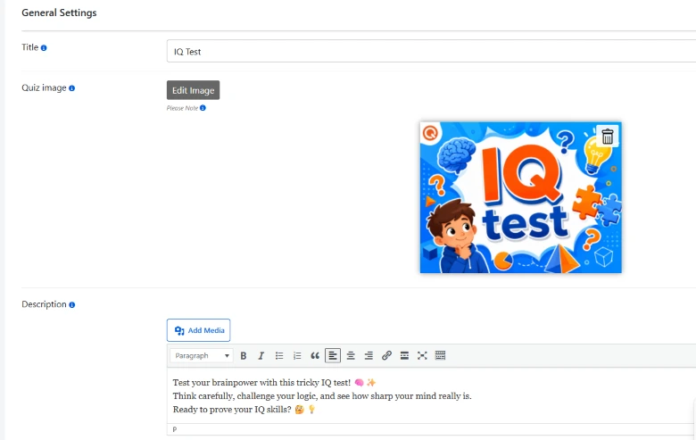 Entering IQ Test Title