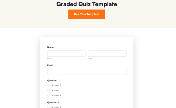 Graded Quiz Template by WPForms
