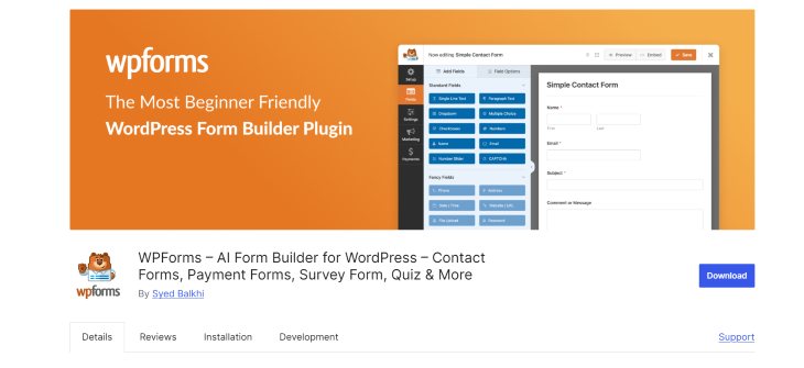 WPForms quiz plugin