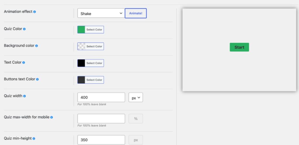 To show the page where you can change the design of the quiz