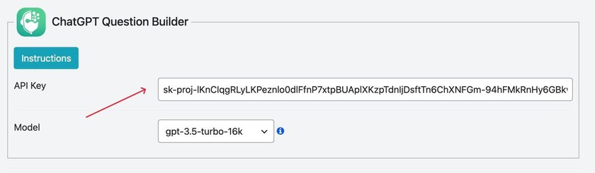 Showing the API key