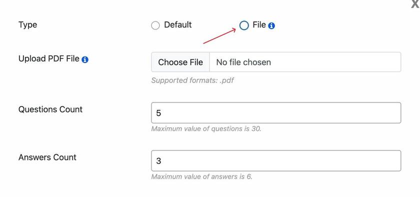 Showing the file option