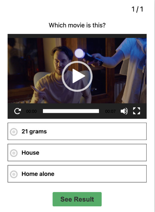 A final example of a video quiz question