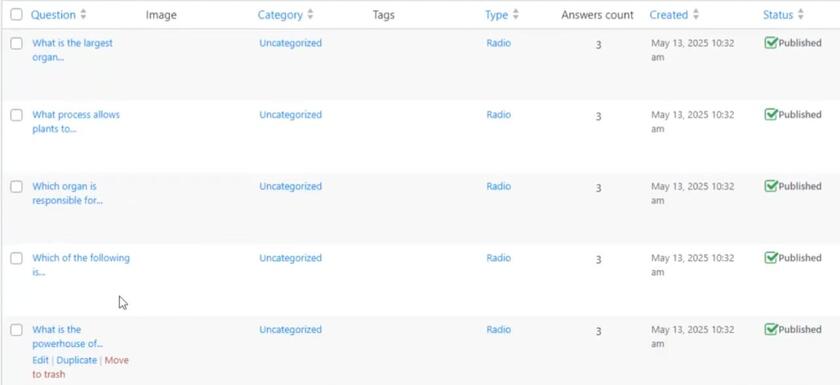ChatGPT generated questions