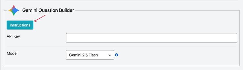 Showing the instructions button