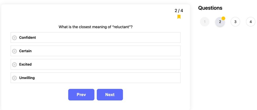 Showing how the marked question looks like