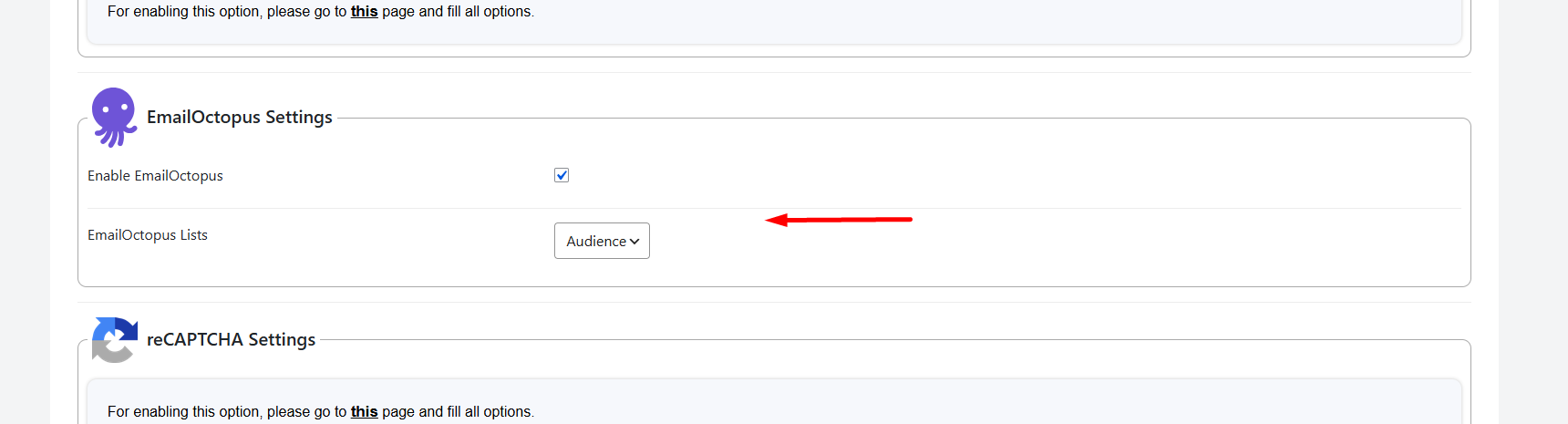 Activate EmailOctopus Integration