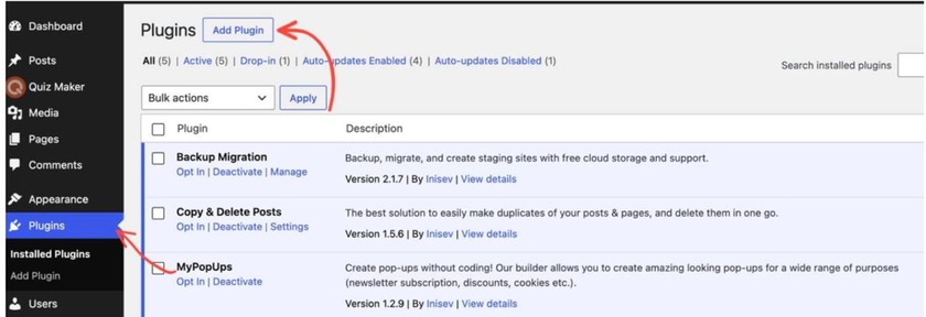 Showing how to add a plugin