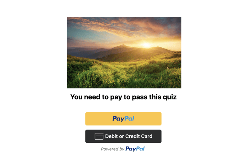 Final quiz look with PayPal