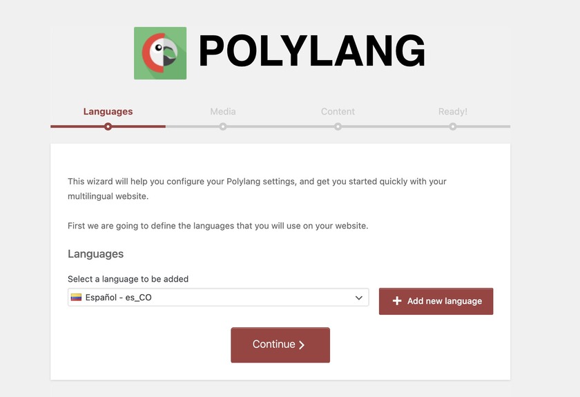 The Polylang interface and how to add a language