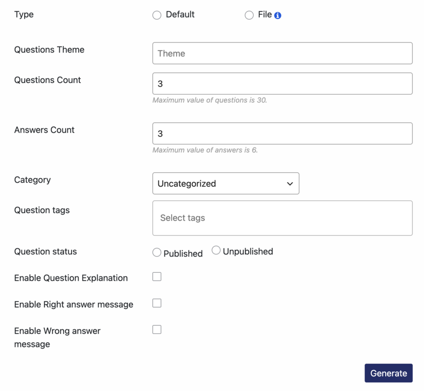 Generation settings of ChatGPT