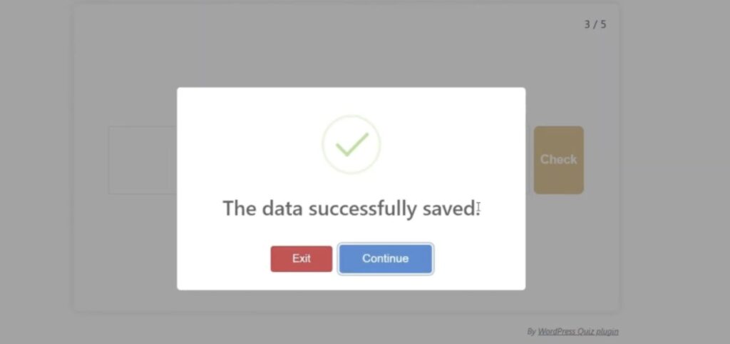 Showing what pops up after clicking the "save" button