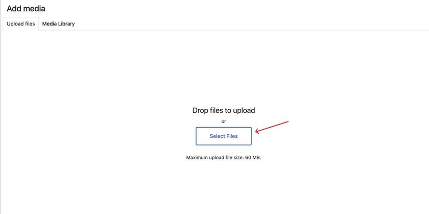 Select files button highlighted