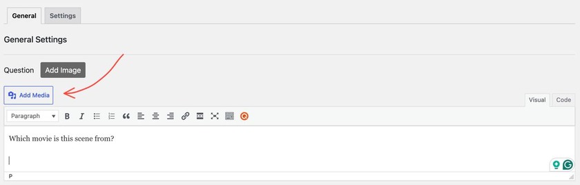Showing the add media button