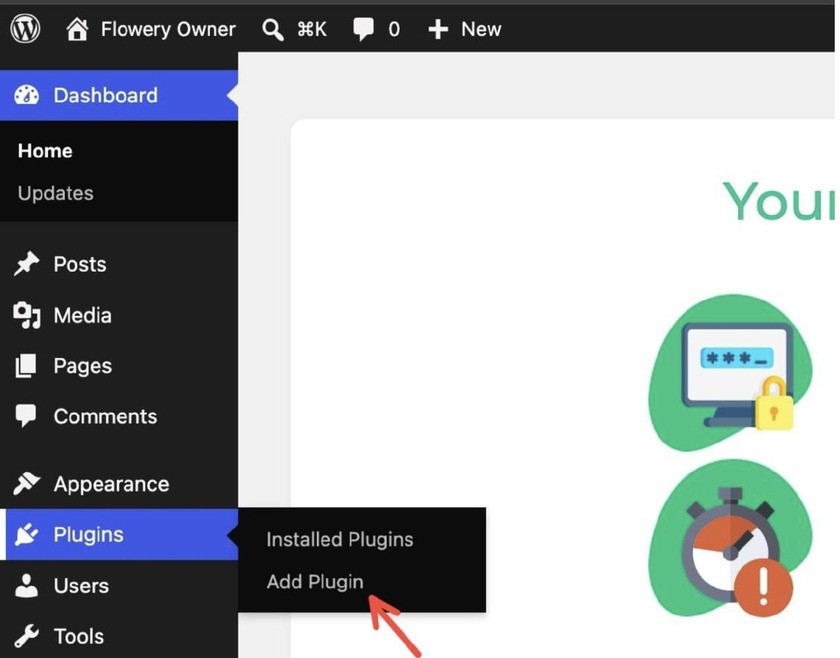 Showing the add plugin botton on the sidebar.