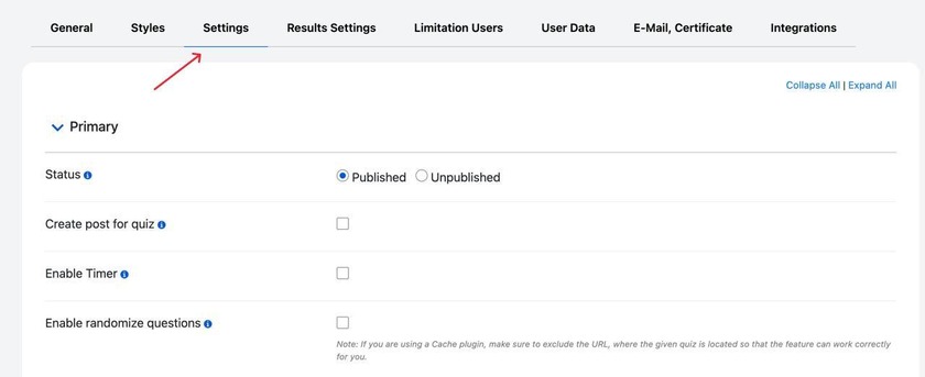 Showing how to find the Settings section