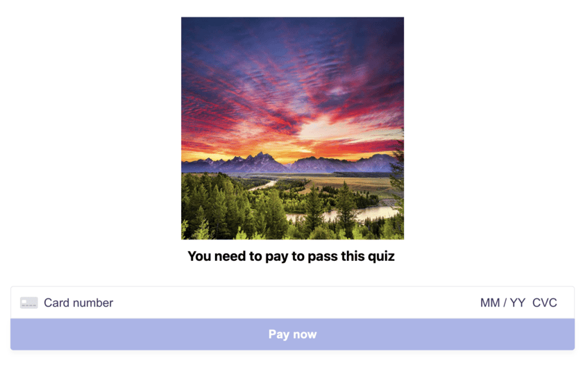 Paid quiz final look with Stripe