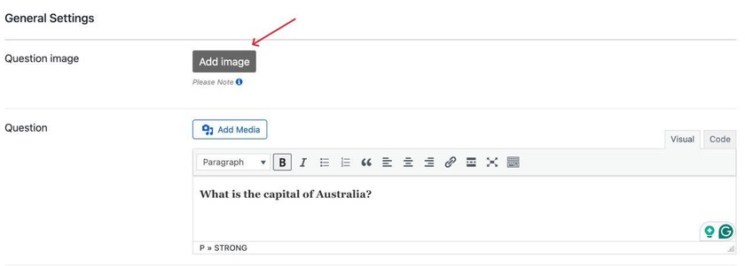 Showing the add image button