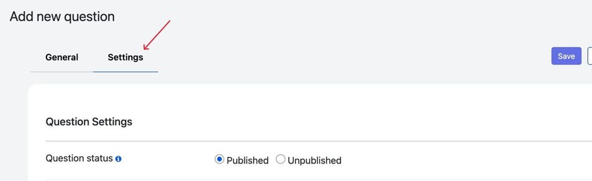 Showing the settings section