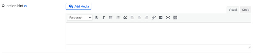 Showing the question hint setting