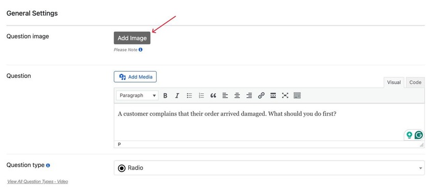 Showing the add image button